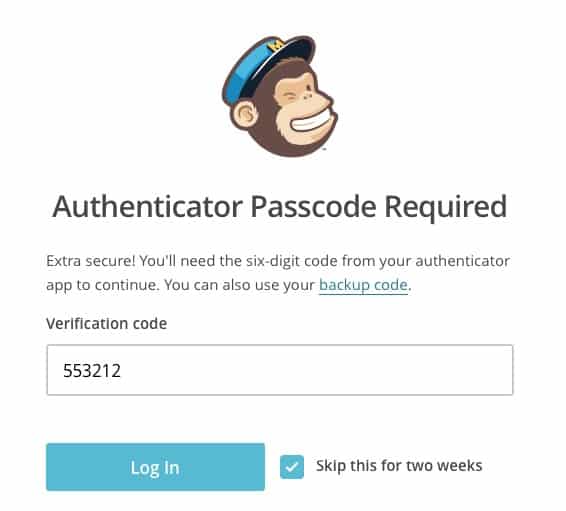 Mailchimp 2fa