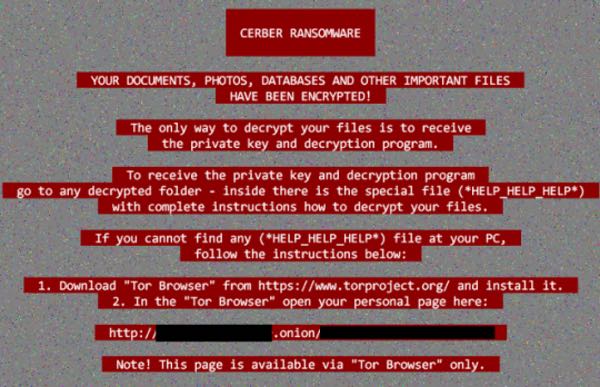 Cerber ransom message