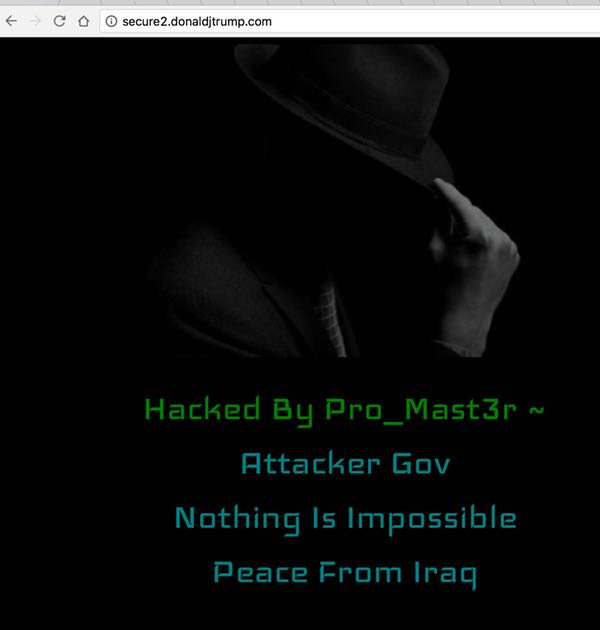 Defaced Donald Trump site