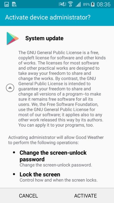 Malicious app activity
