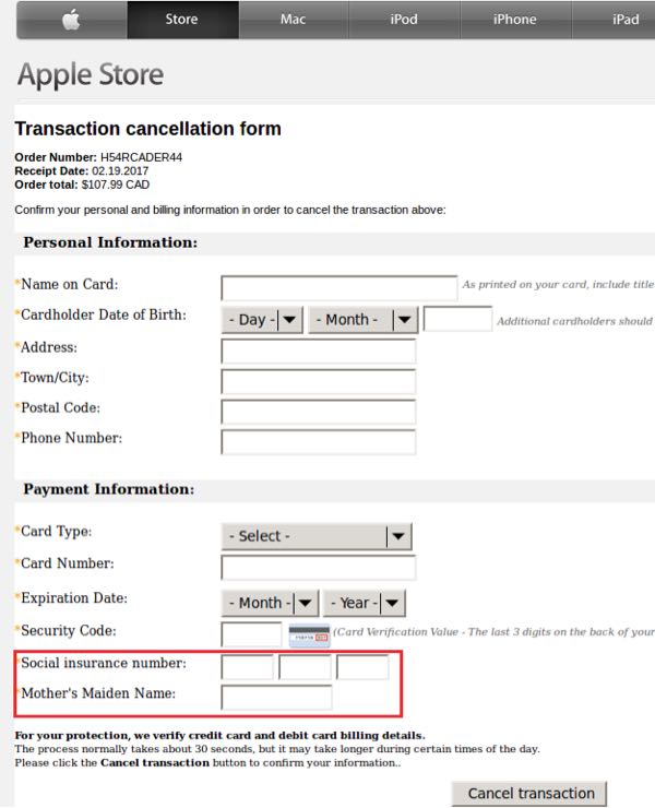 Phishing site