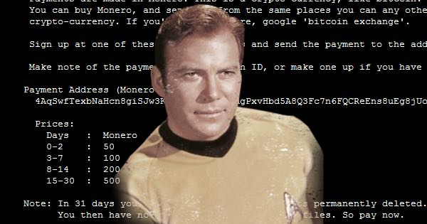 Kirk ransomware sports Star Trek-themed decryptor and little-known crypto-currency