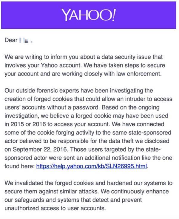 Yahoo warning