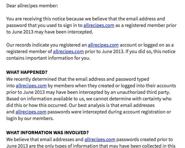 Allrecipes email