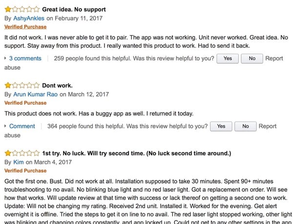Bad amazon reviews