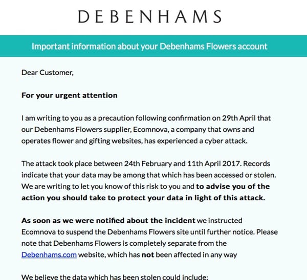 Debenhams email