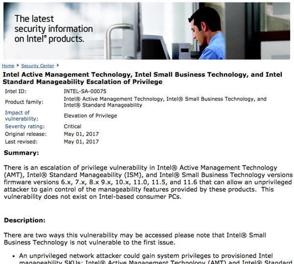 Intel advisory
