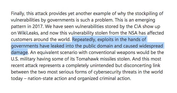 Microsoft statement
