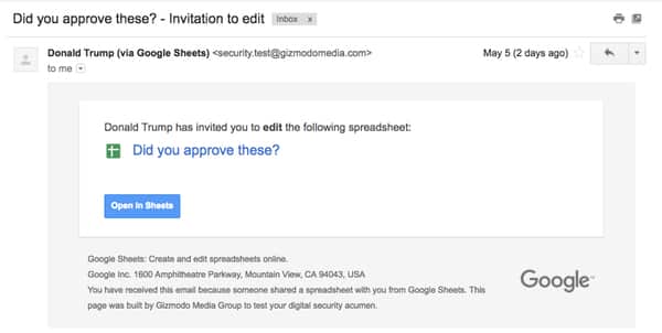 Phishing email