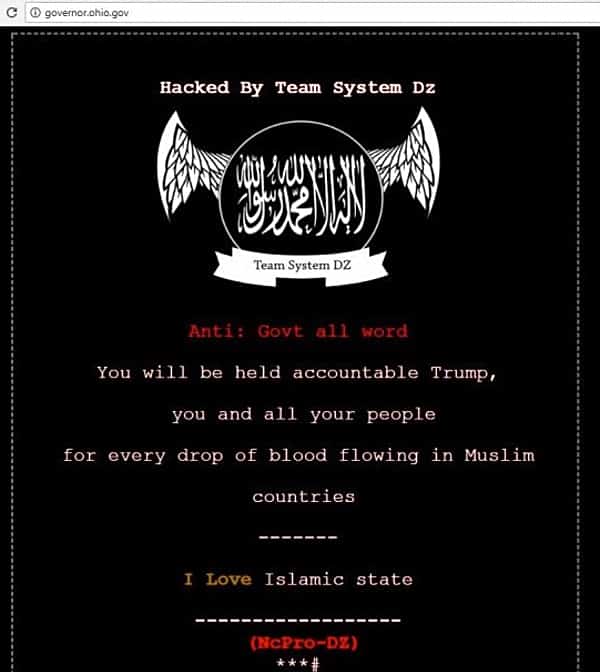 Defaced governor's website