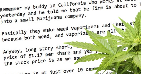 Pump-and-dump pot stock spam