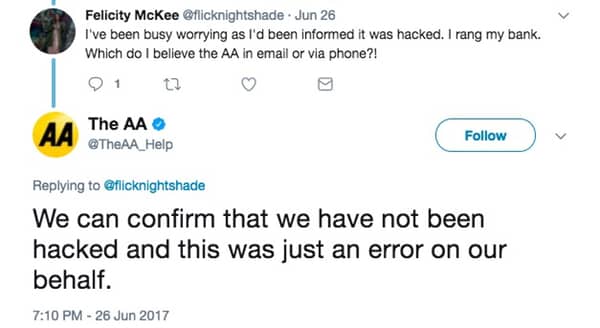 Aa hacked tweet