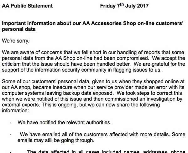 Aa statement