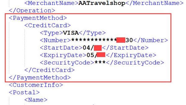 Credit card data