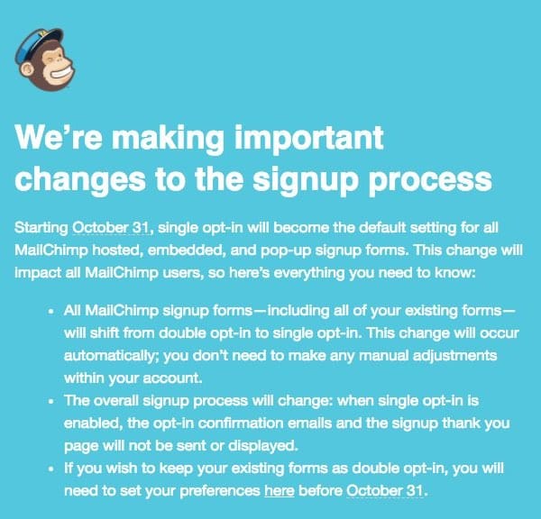 Mailchimp change
