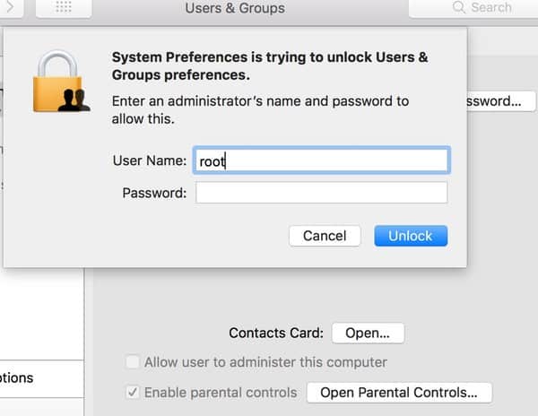 Root dialog