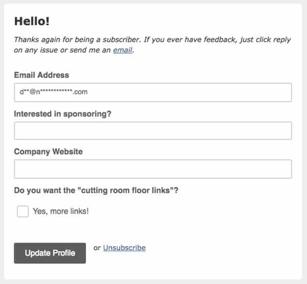 Email update