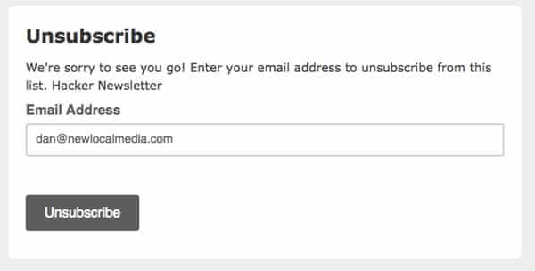 Unsubscribe email revealed