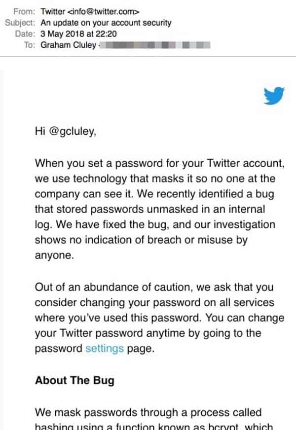 Twitter email
