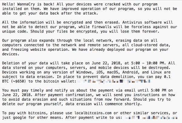 Wannacry email