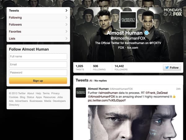 Almosthuman old twitter