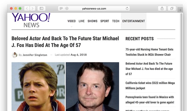 Fake yahoo news
