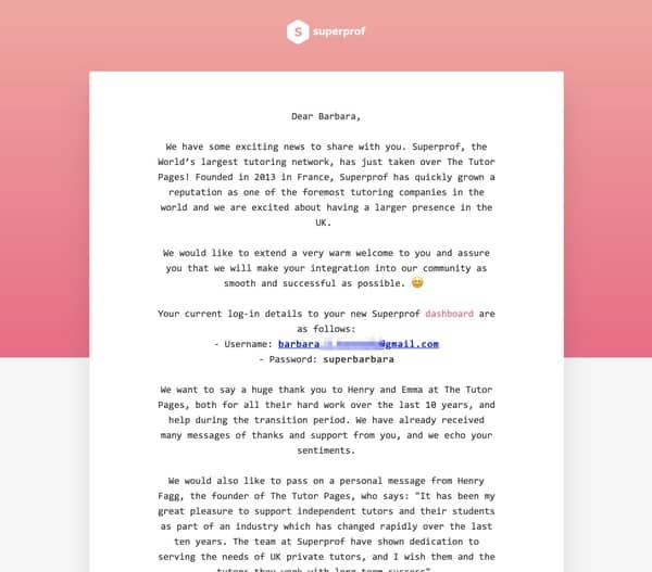 Superprof email