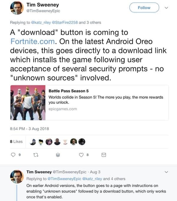Tim Sweeney tweets