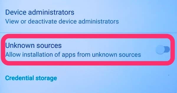 Unknown sources setting