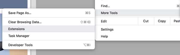 Chrome extension menu