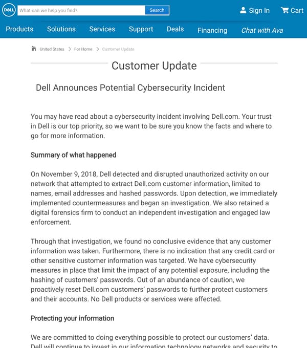 Dell statement