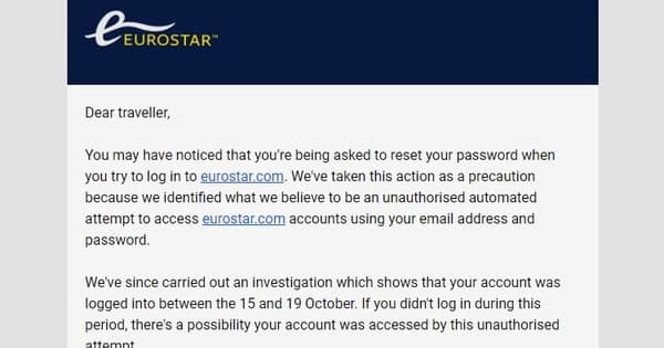 Eurostar email