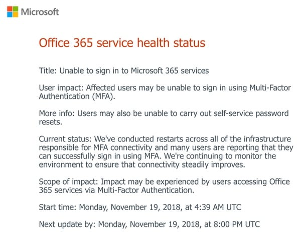 Multi-factor failure locks out Microsoft Office and Azure users