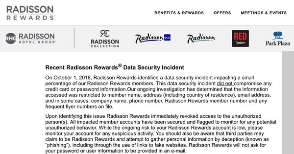 Radisson Hotel Group reveals hack of rewards site