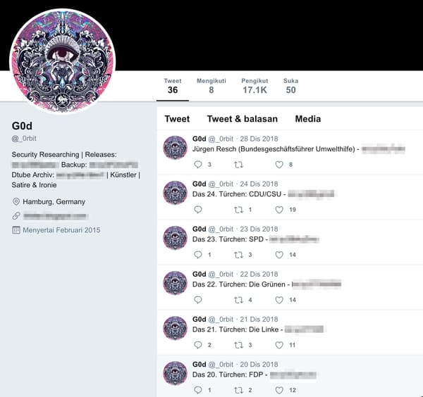 Twitter account sharing hacked information