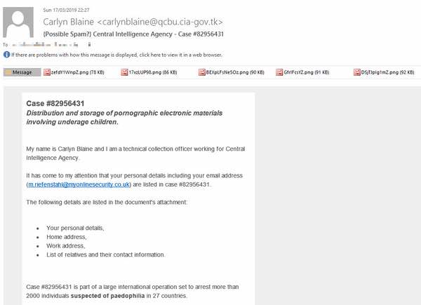 Fake cia extortion email