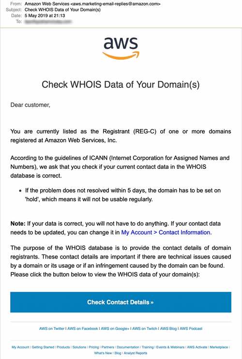 Aws phishing email