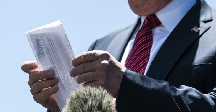 "Secret" plan accidentally revealed by Donald Trump by waving document around