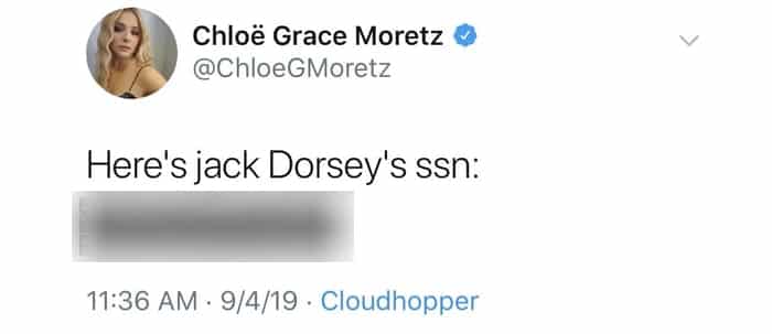 Chloe hacked tweet