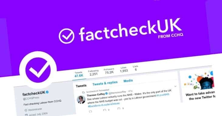 Twitter warns verified users against attempts to mislead public after Conservative factcheckUK stunt