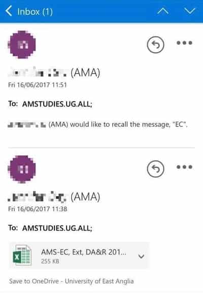 Recall email