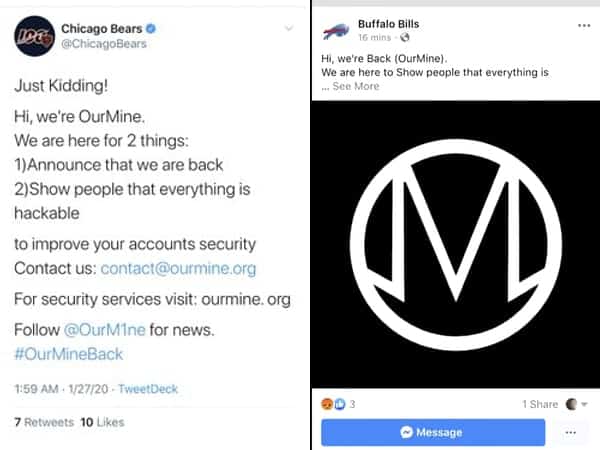 Hacked social accounts