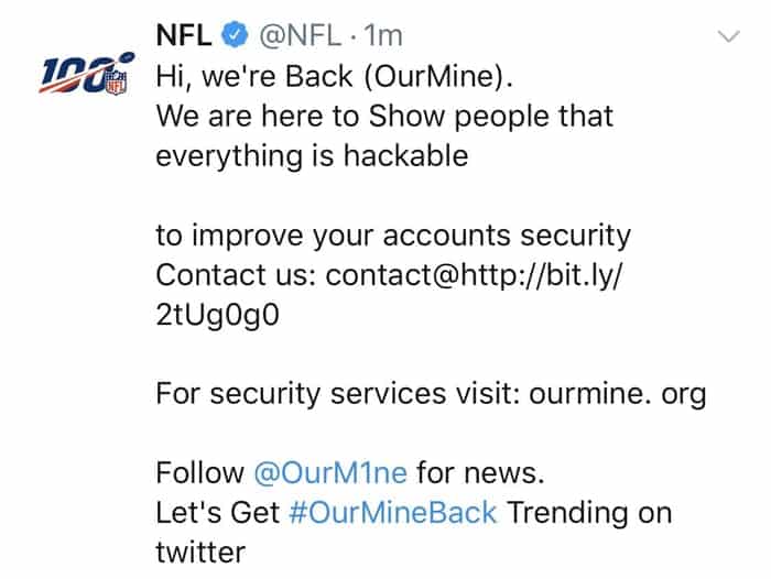 Nfl ourmine tweet