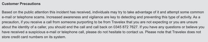 Travelex customer precautions
