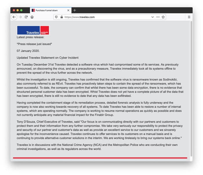 Travelex website
