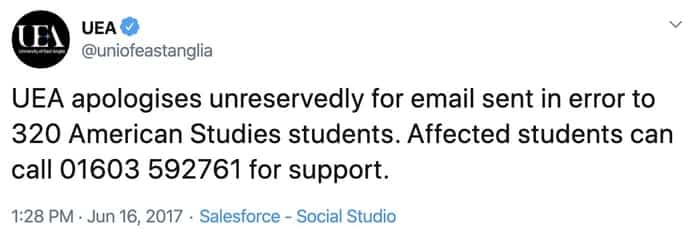 Uea tweet