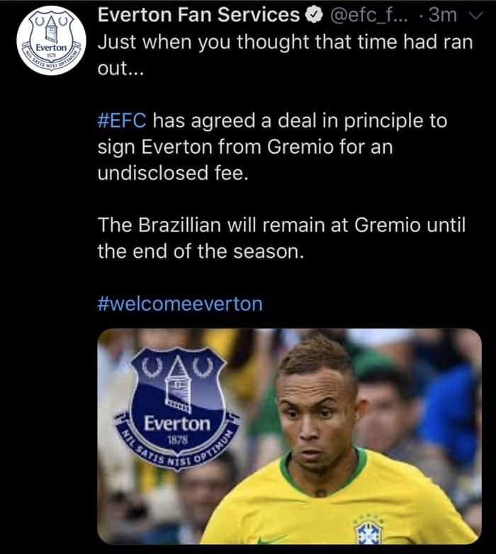 Everton tweet