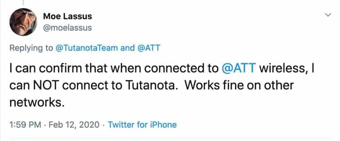Tutanota blocked tweet