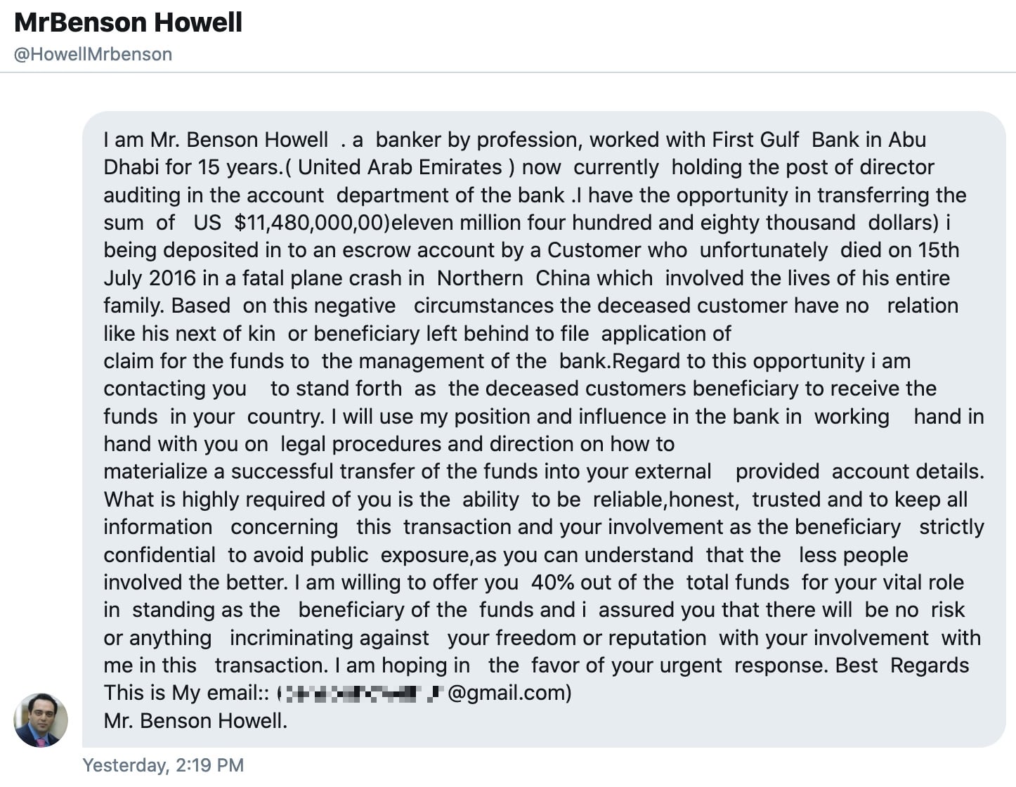 Benson howell tweet